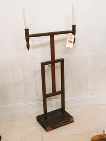 Oak Dbl. Candle Adjustable Stand