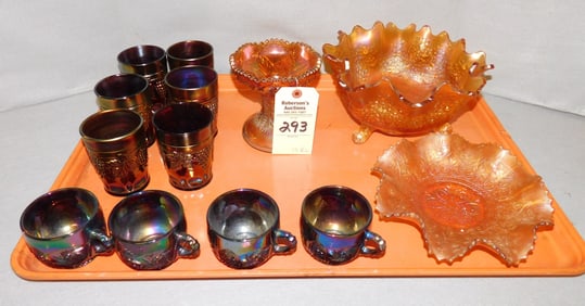 Lot of 13 Pcs. of Carnival Glass