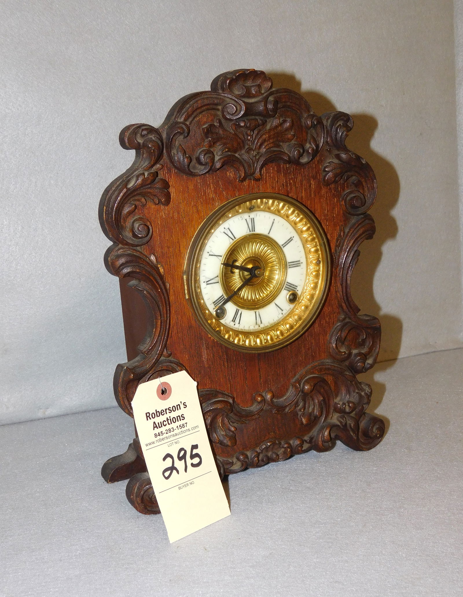 Oak Ansonia Shelf Clock C. 1890 (1 of 2)