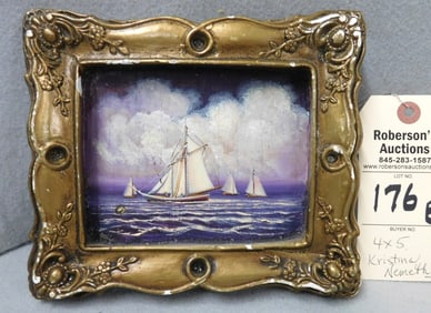 Sm. O/B of 4 Sailboats Signed K. Nemethy