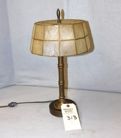 Brass Desk Lamp w/Mica Shade