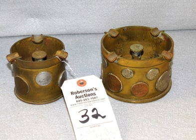 2 Shell Case Brass Ashtrays
