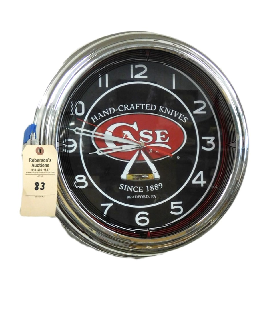 Case Wall Clock Advertisement: Case Wall Clock Advertisement - Battery Powered, Electric Light not Working. - 15" Dia..x 3/4"D.