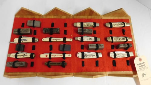 Variety of 10 Schrade Scrimshaw Knives