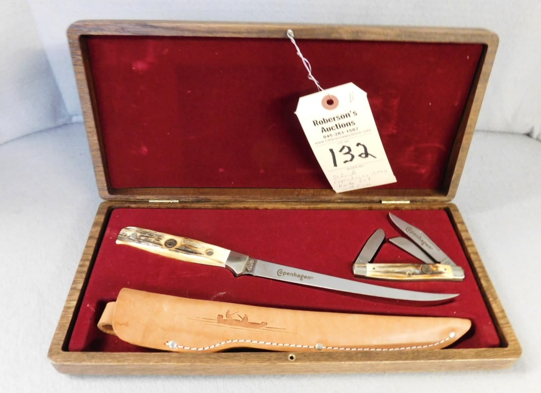 2 Pc.Schrade Copenhagen Stag Knife Set (1 of 2)