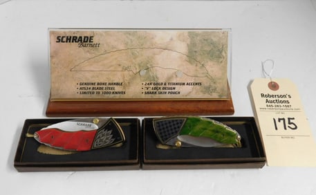 2 Schrade Barnett Knives w/Display
