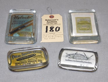 4 - Knife Glass Advertisement Paperweights