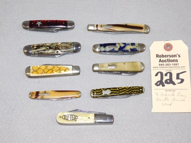 9 Schrade Fancy Handle Knives