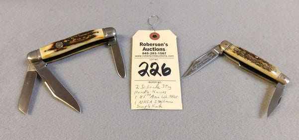 2 Schrade Stag Handle Knives