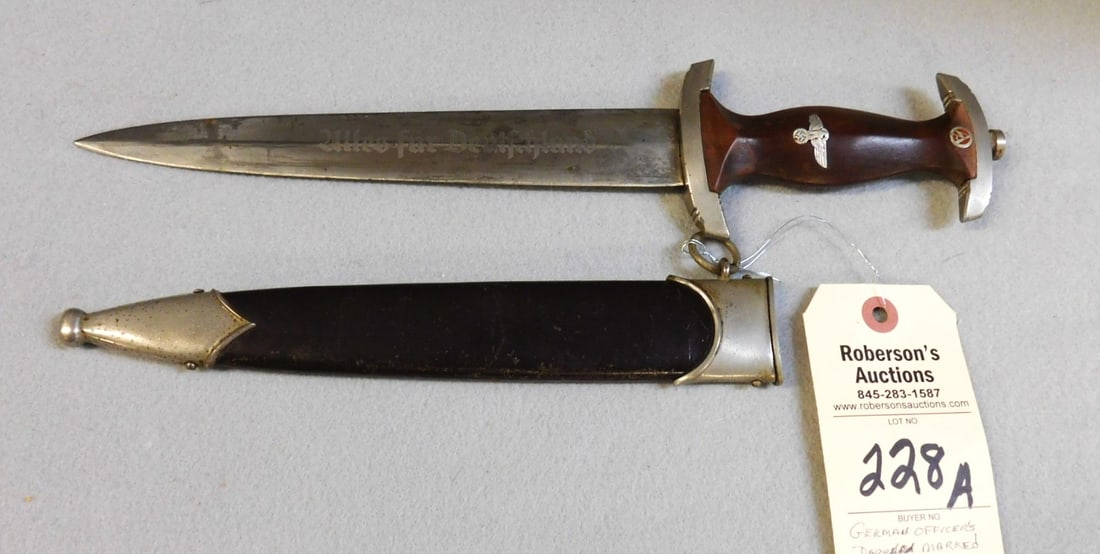 German Officer's Daggar: German Officer's Daggar Marked "RZ" M7/14 w/Sheath in Orig. Gd. Cond. - 14 3/4x 3"W.