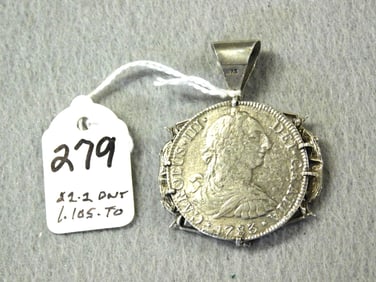 Spanish Coin Pendant Dated 1783