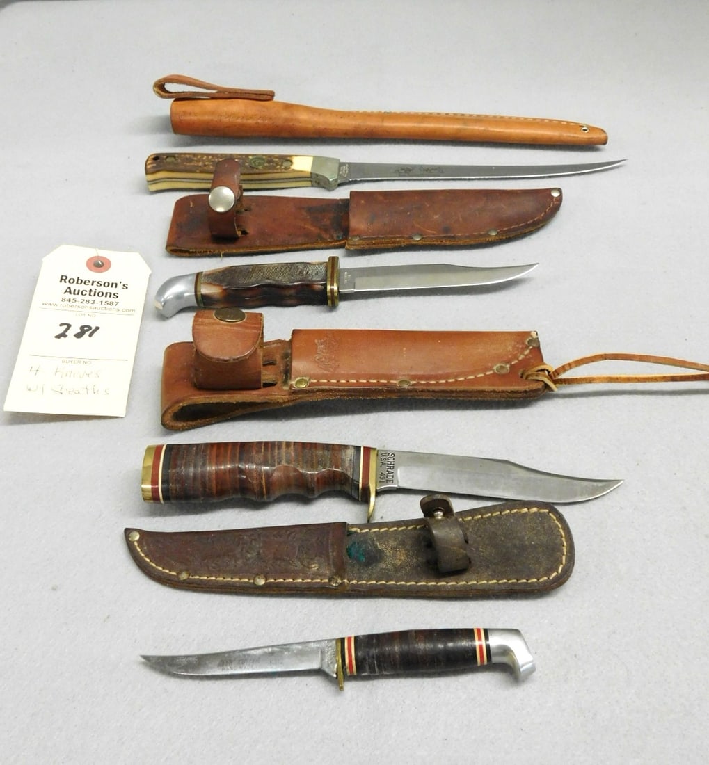 Lot of 4 Schrade Sheath Knives (1 of 1)