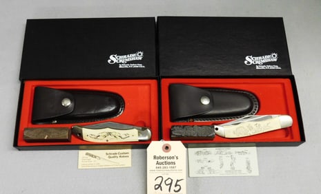 2 Schrade Knives w/Scrimshaw Handles
