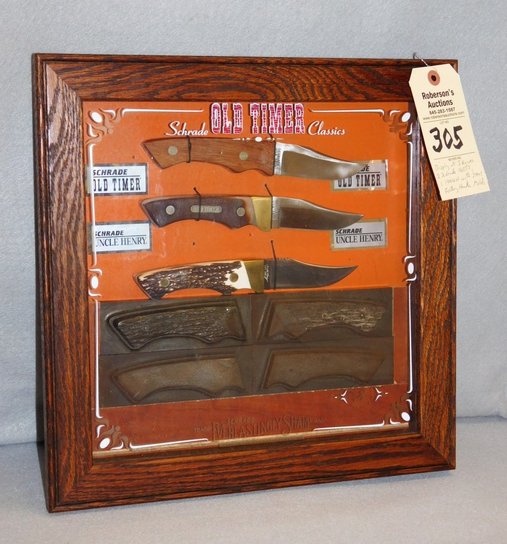 Old TImer Schrade Classic 3 Knife Display (1 of 2)