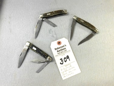 3 Schrade Walden Green Bone Knives