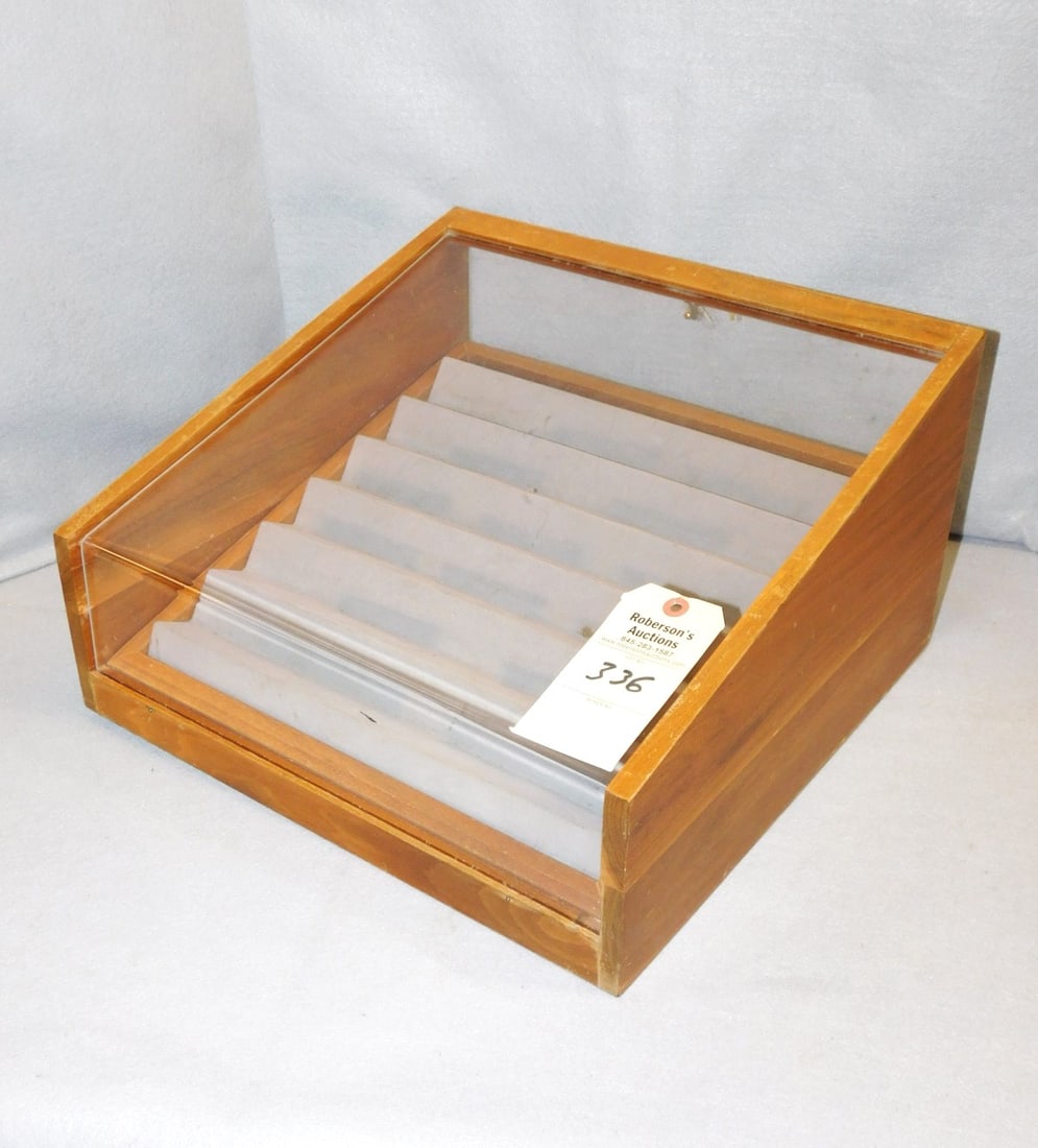 Boker Knife Co. Slant Front Counter Case: Boker Knife Co. Empty Slant Front Counter Case in GD Cond., Case - 16 1/2"W x 16 1/4"D x 9 1/2"H