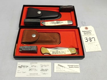 2 - Schrade Scrimshaw Scene Knives