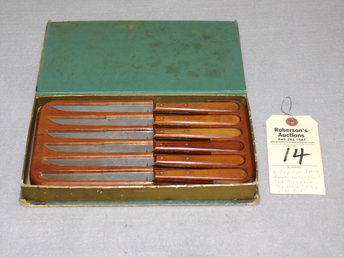 6 - Imperial Steak Knives: 6 - Imperial Steak Knives in Orig. Cond, Book Type " The Keenest Story Ever Told" in VG Cond. - Knives All 8 3/4"