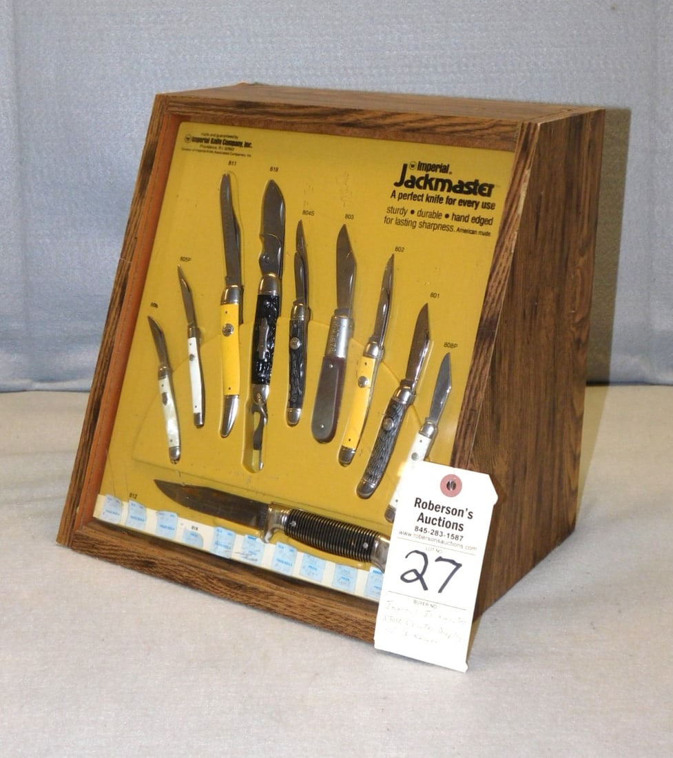 Imperial Jackmaster Display w/10 Knives: Imperial Jackmaster Counter Display w/10 Knives in Gd. Cond. - 12 1/4x12 1/2x12 1/4"
