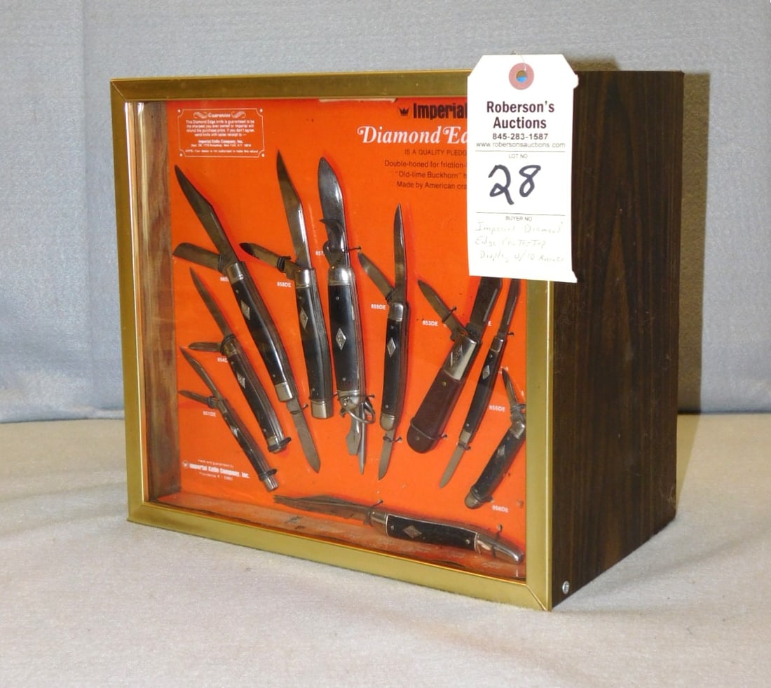 Imperial Diamond Edge Counter Display: Imperial Diamond Edge Counter Display w/10 Knives in Gd. Cond. - 13x12x7 1/2"