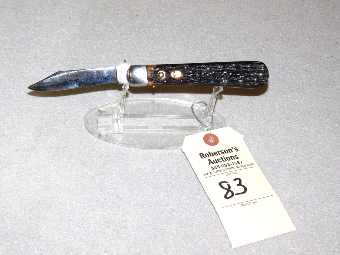 Case Auto.Knife by Geo. Schrade Knife Co.: Case Automatic 61215 1/2 - 4 7/8 Knife by Geo. Schrade Knife Co. w/Bone Handles, No Chips or Cracks, Fires Well, No Wobble in VG Cond.