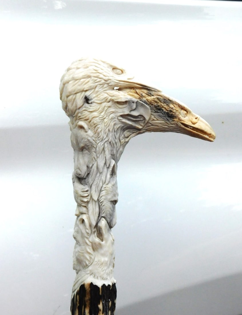 Custom Made Carved Walking Cane - 3