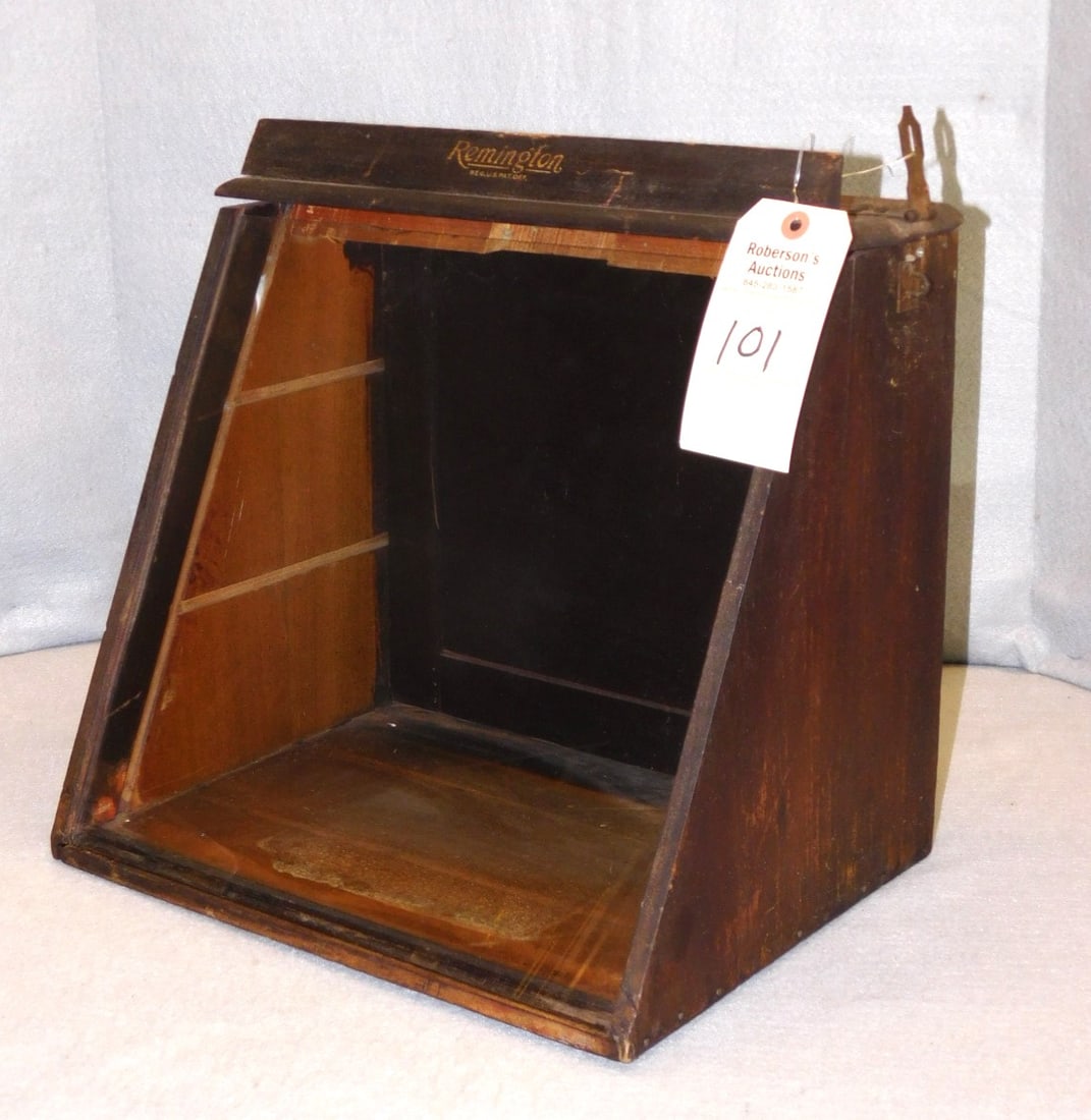 Remington Knife Display Case: Remington Knife Display Case - Wood w/Glass Front in Gd. Cond. - 14x15x10"