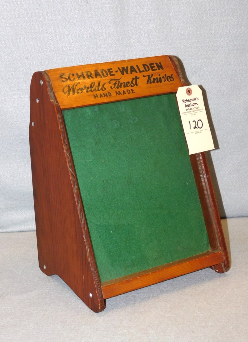 Schrade Walden Wooden Display Case: Schrade Walden Wooden Display Case, 15 x 11 x 9" Deep at Bottom, VG Condition
