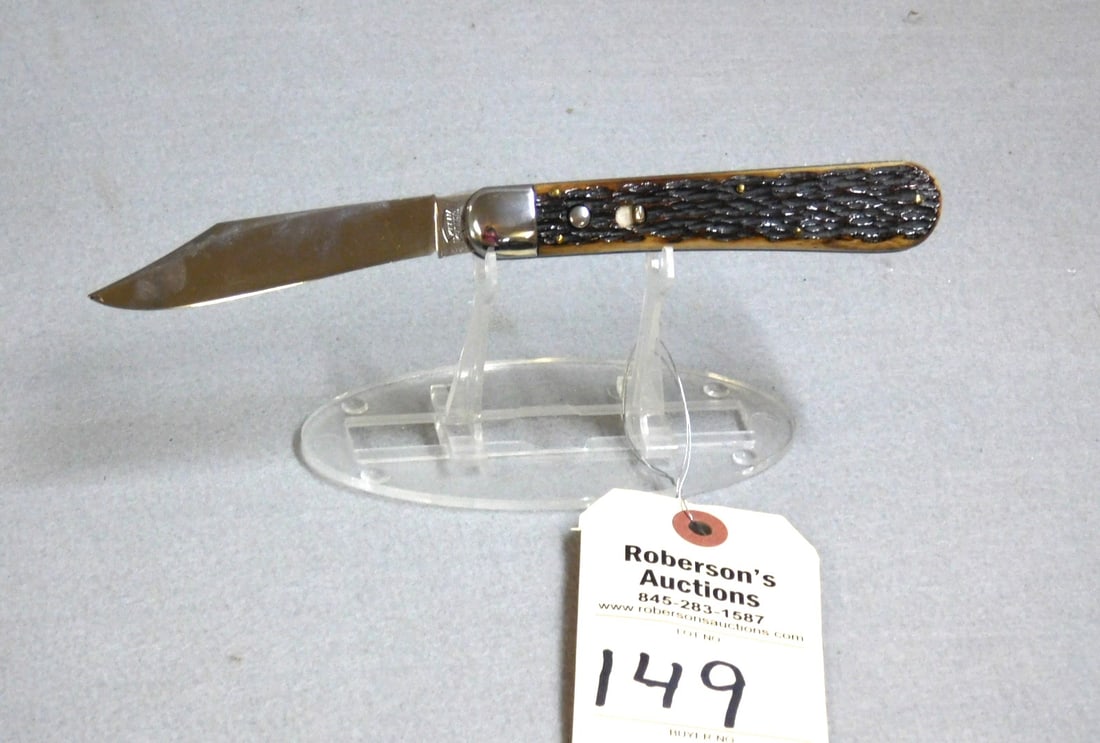 Keen Kutter Auto. Knife: Keen Kutter Automatic Knife - 4 7/8" w/Jig Bone Handles, No Cracks, Made by Schrade Cutco, Fires Well, Slight Wobble in Gd. Cond.