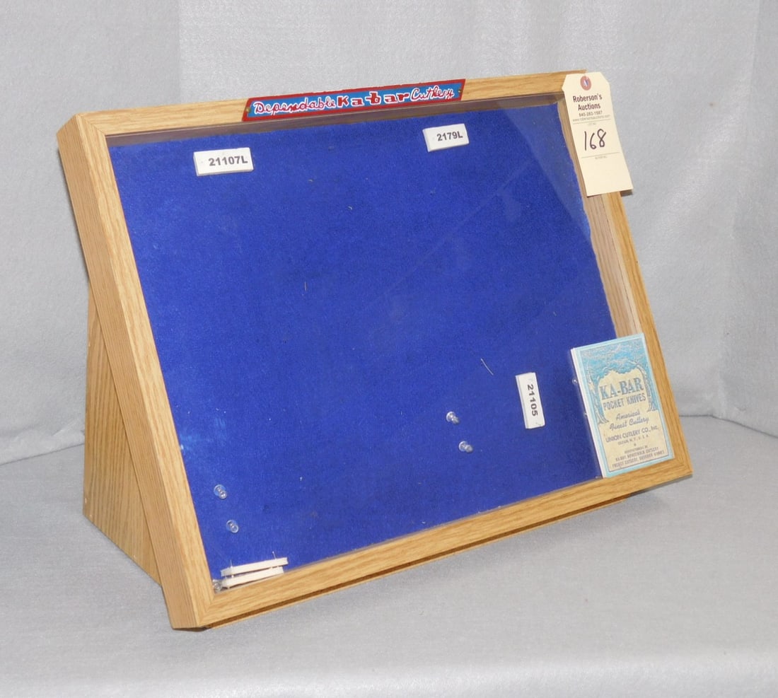 Ka-bar Store Knife Display Case: Ka-bar Store Knife Display Case 16 x 20 x 7" at the base, Good condition