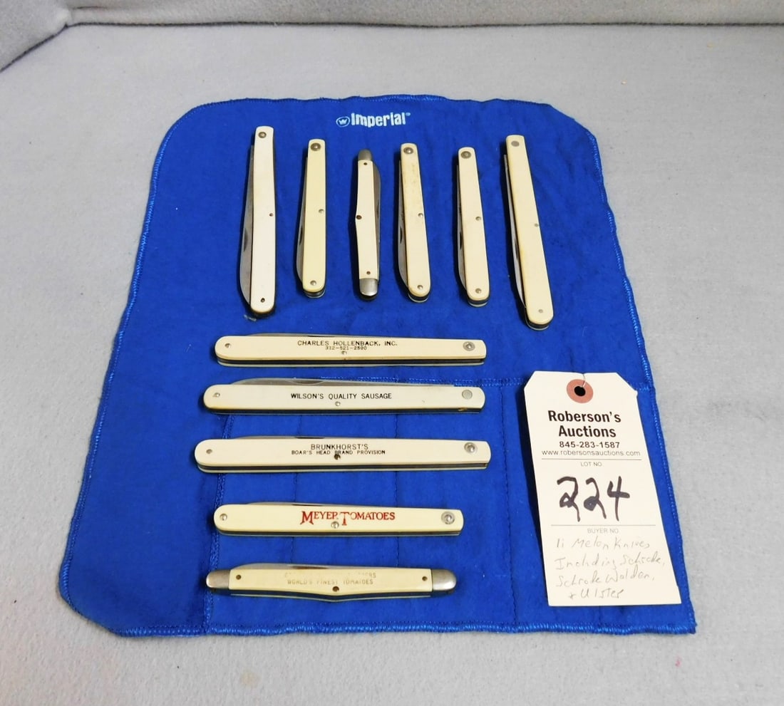 11 - Melon Knives - Schrade Makers: 11 - Melon Knives by Various Schrade Makers & Ulster Knife in Gd Cond, Ranging in Sz. from 4' to 6'