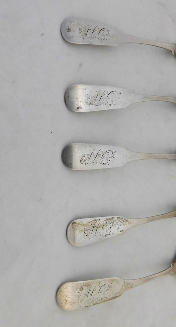 5 - Coin Silver Teaspoons - 2