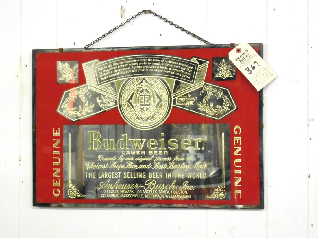 Reverse Painted Budweiser Beer Sign (1 of 1)