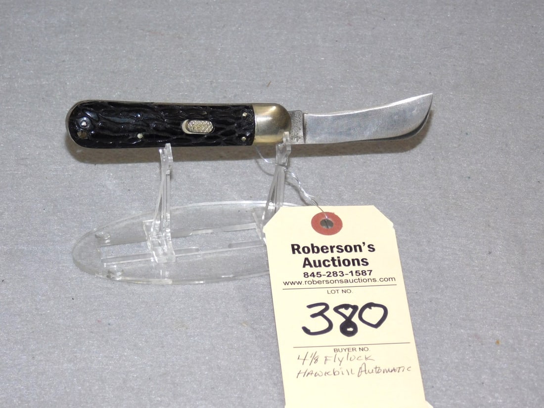 Flylock Hawkbill Automatic Knife: Flylock Hawkbill Automatic Knife - 4 1/8" in GD Cond.
