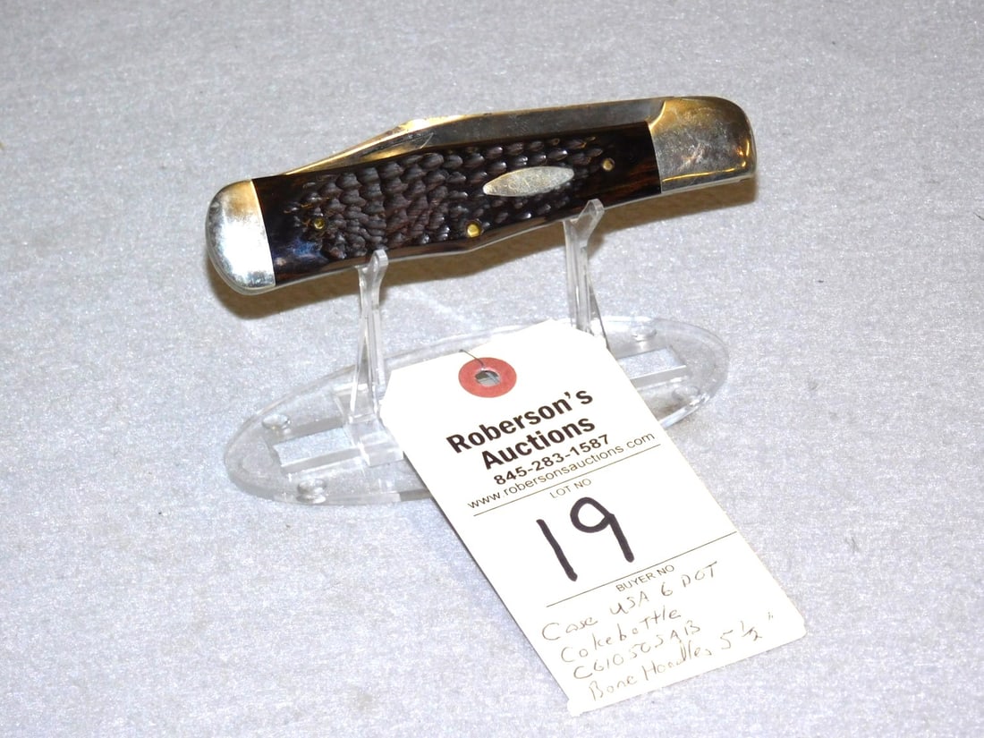 Case Coke Bottle Knife: Case Coke Bottle Knife - 6 Dot. Mod. 61050SAB Single Blade w/ Bone Handle In VG Cond. - 5 1/2".