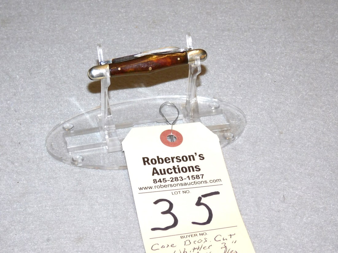 Case Bros. Cutco Knife: Case Bros. Cutco Whitler 3 Blade Knife w/ Celluloid Handles, 1 Center Pin Crack in GD Cond. - 3".