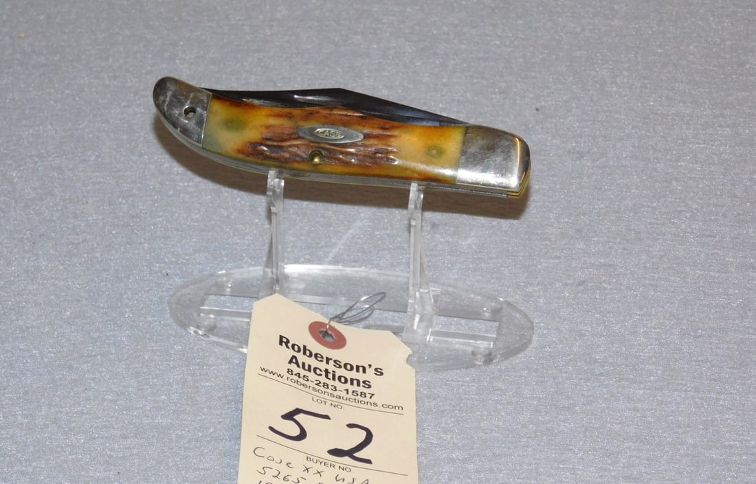 Case Folding Hunter's 2 Blade Knife: Case Folding Hunter's 2 Blade Knife - 5265SAB SS USA w/ Stag Handles, 10 DOTS in GD Cond. - 5 1/4".
