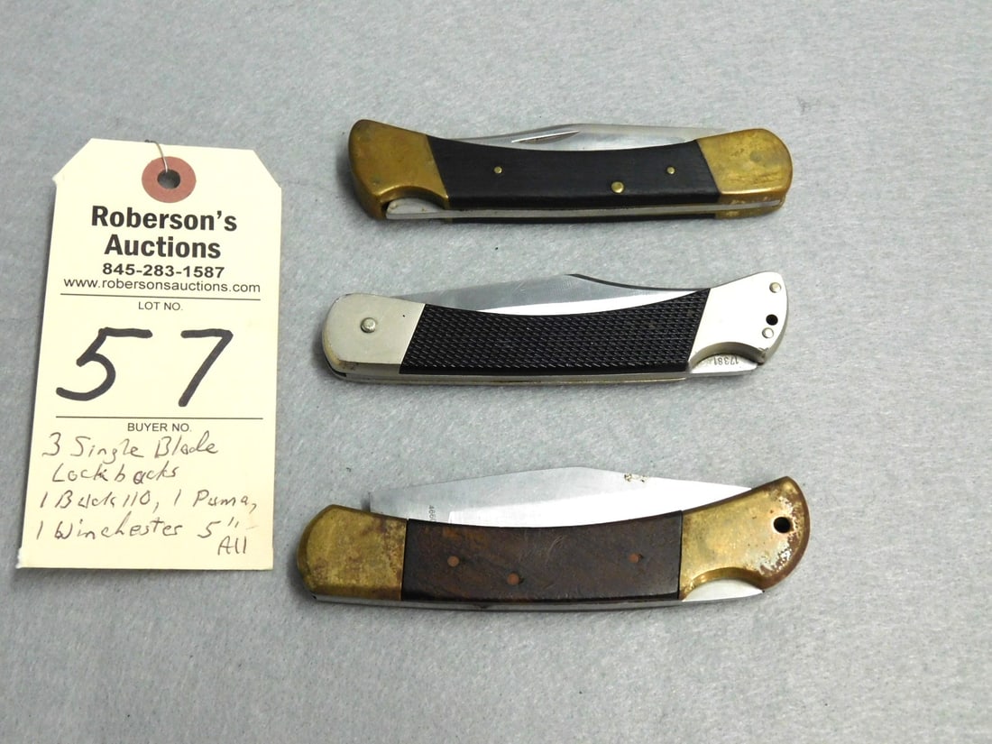 3 - Single Blade Lockback Knives - 2