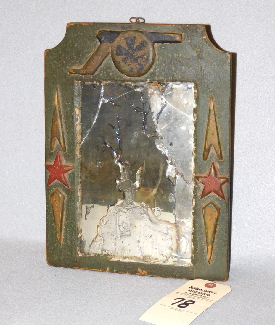 Early Wooden Military Motif Mirror (1 of 4)