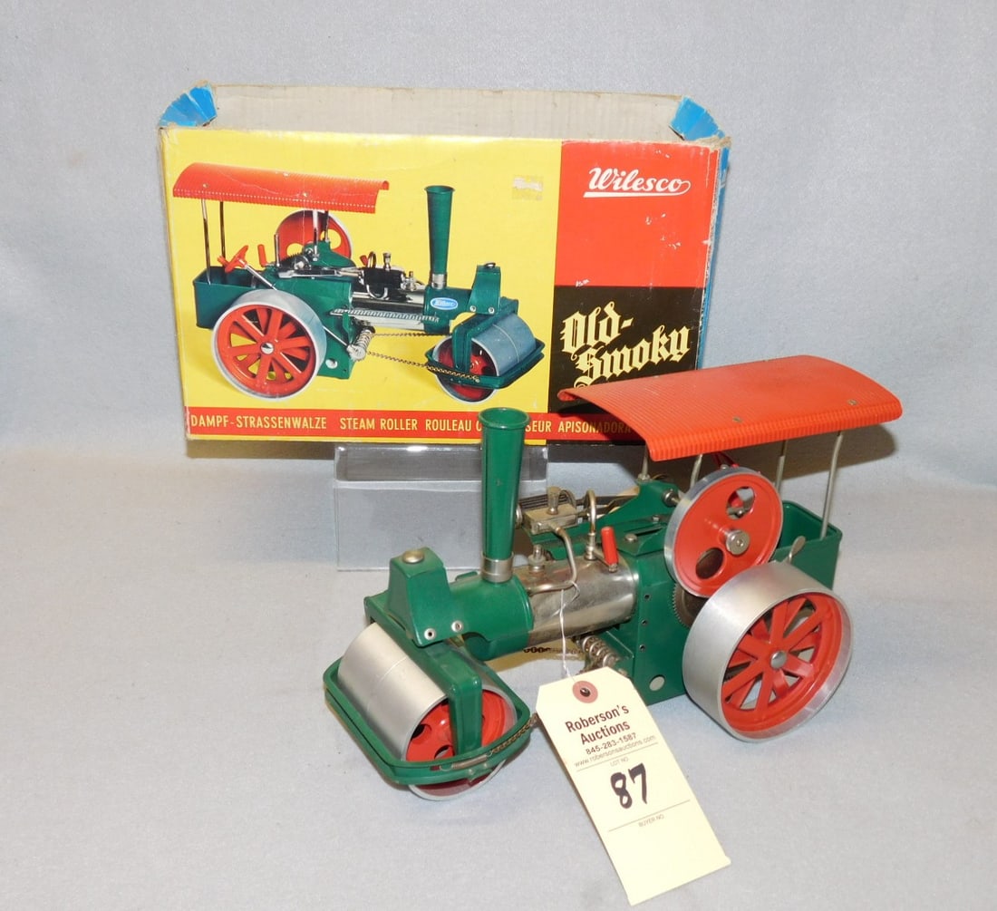 Wilesco Metal Steam Roller D36: Metal Toy Steam Roller D36 w/Orig. Box Made by Wilesco - Brass, Aluminum & Steel in Ex. Cond.