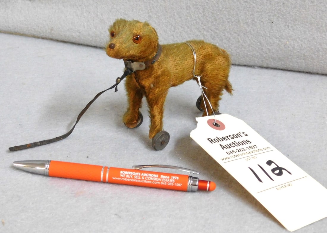 Early Miniature Mohair Dog Pull Toy (1 of 4)