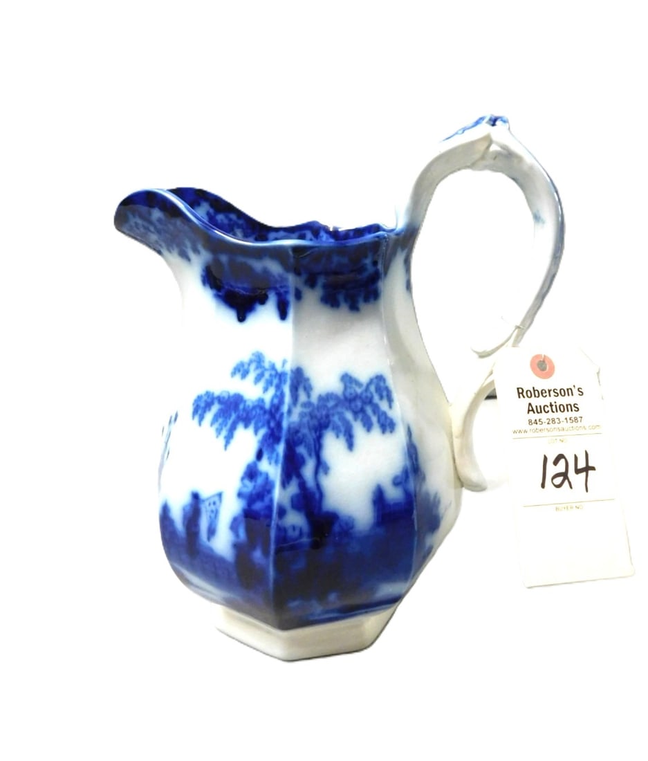 Flow Blue "Scinde" Pitcher: 12"H Flow Blue "Scinde" Pitcher in VG Cond.