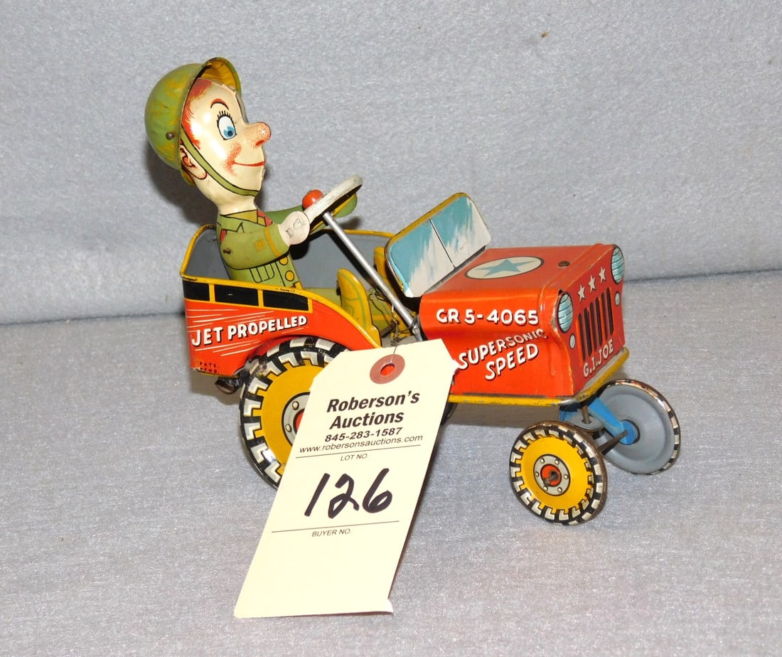 Tin GI Joe "Jouncing Jeep" Windup Toy (1 of 4)