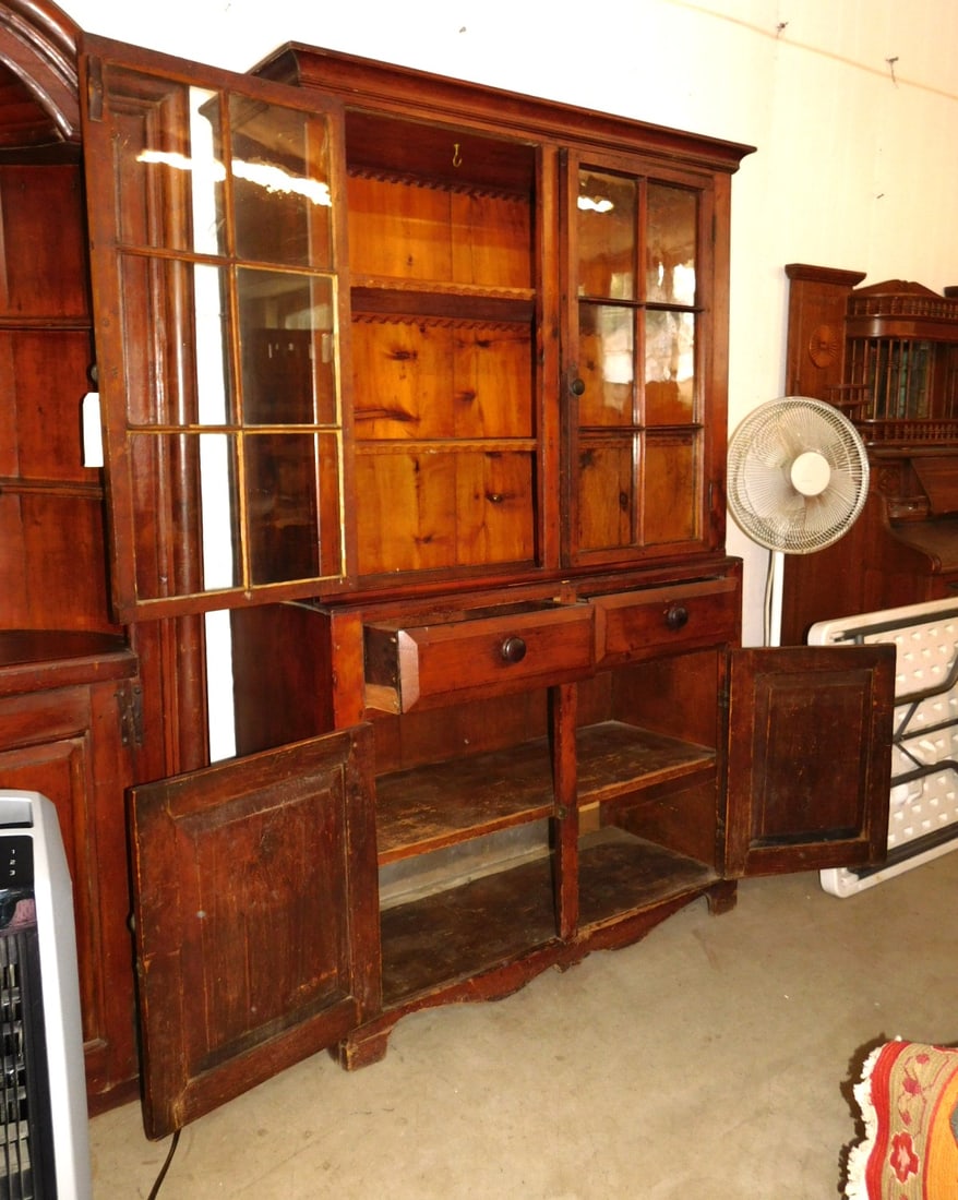 19th C. Pine Setback Cupboard - 2