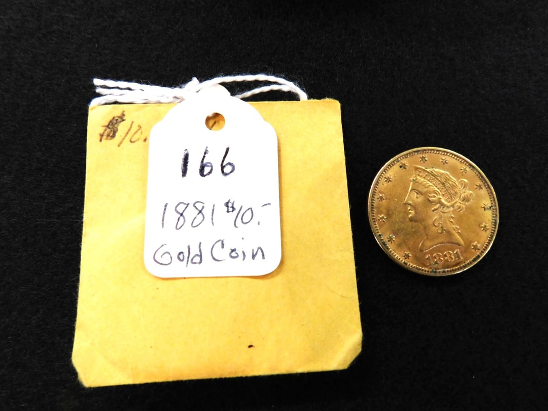 1881 10.00 Liberty Head Gold Coin: 1881 10.00 Liberty Head Gold Coin in Gd. Cond.
