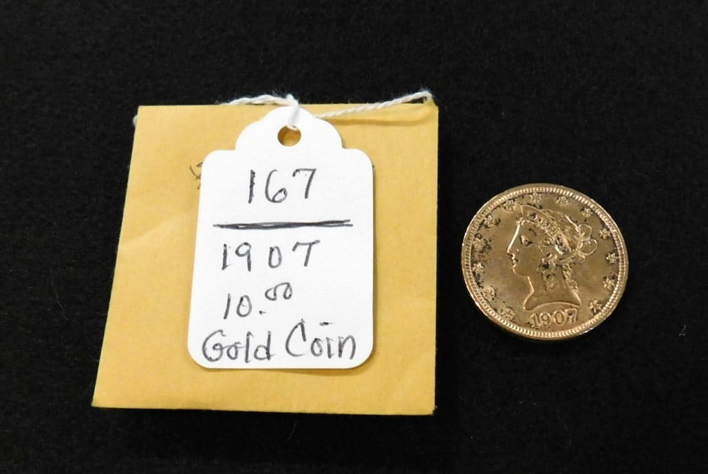 1907 10.00 Liberty Head Gold Coin: 1907 10.00 Liberty Head Gold Coin in Gd. Cond.