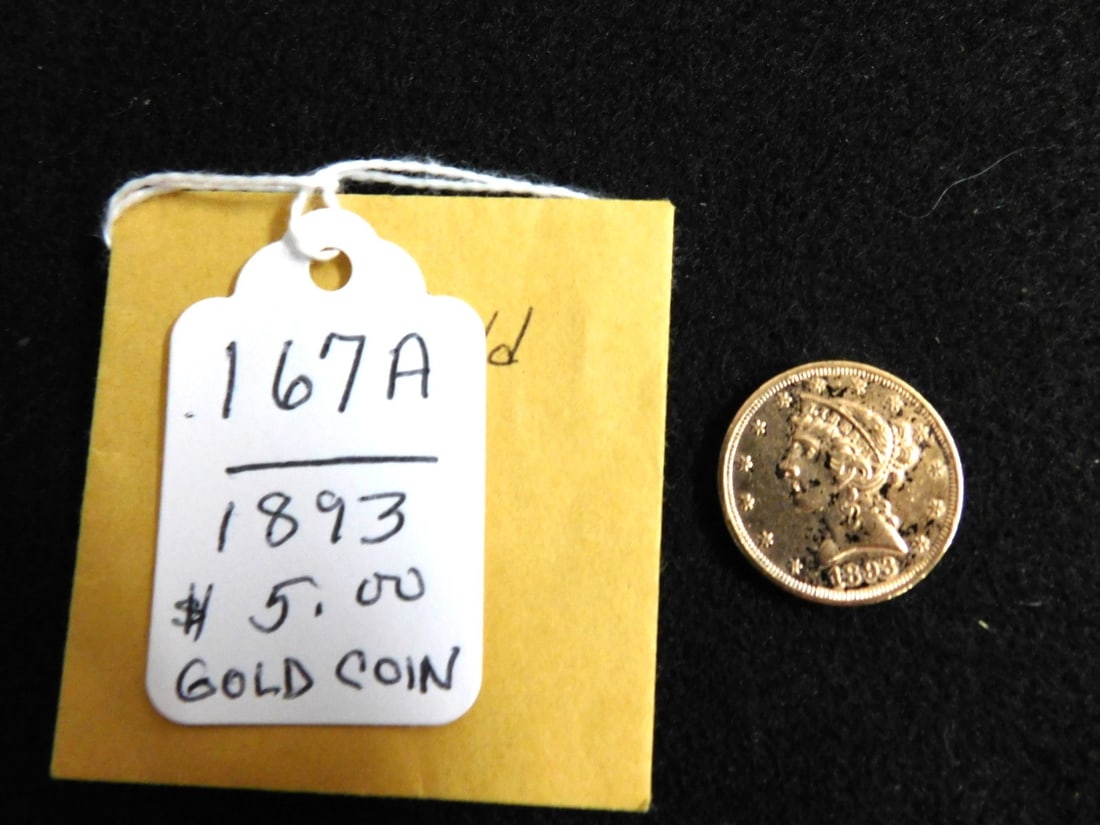 1893 5.00 Liberty Head Gold Coin: 1893 5.00 Liberty Head Gold Coin in Gd. Cond.