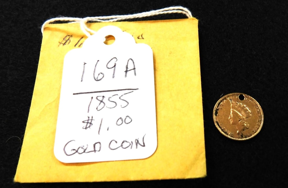 1855 1.00 Liberty Head Gold Coin: 1855 1.00 Liberty Head Gold Coin in Gd. Cond. (Has hole in coin)