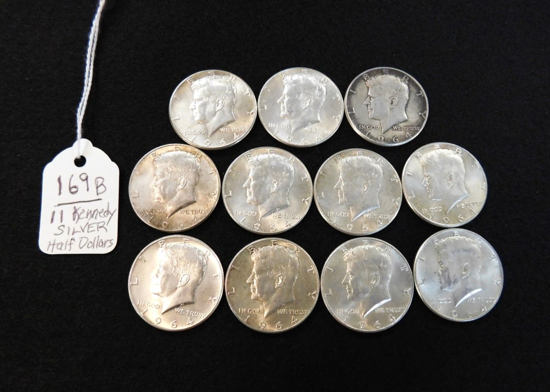 11 Silver 1964 Kennedy Half Dollars: 11 Silver 1964 Kennedy Half Dollars in Gd. Cond