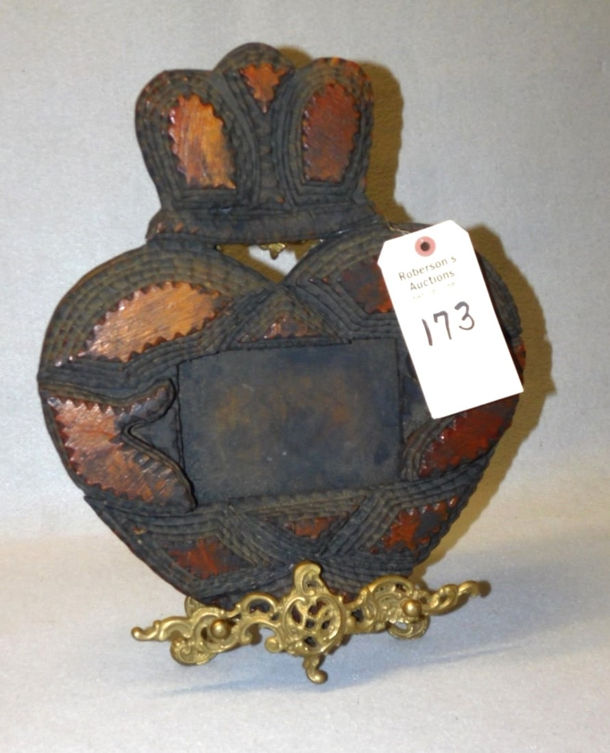 Michael Lavery Tramp Art Frame: Michael Lavery Tramp Art Heart Shape Frame w/ Crownlike Top in VG Cond. Unsigned Back (Holds Photo 4 3/4" x 6 3/4") Frame: 13"W x 16"H x 1"d